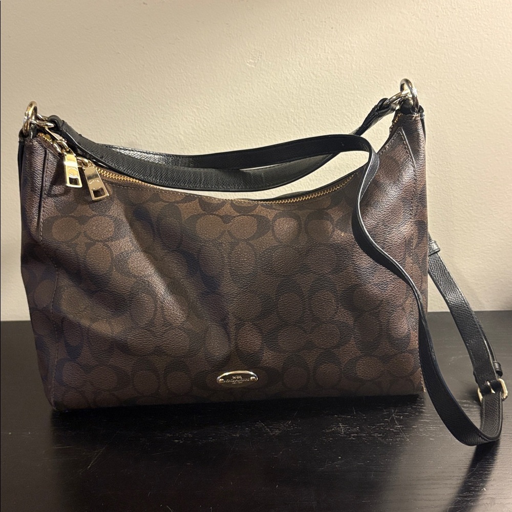 Coach East West Celeste Brown and Black Shoulder Bag